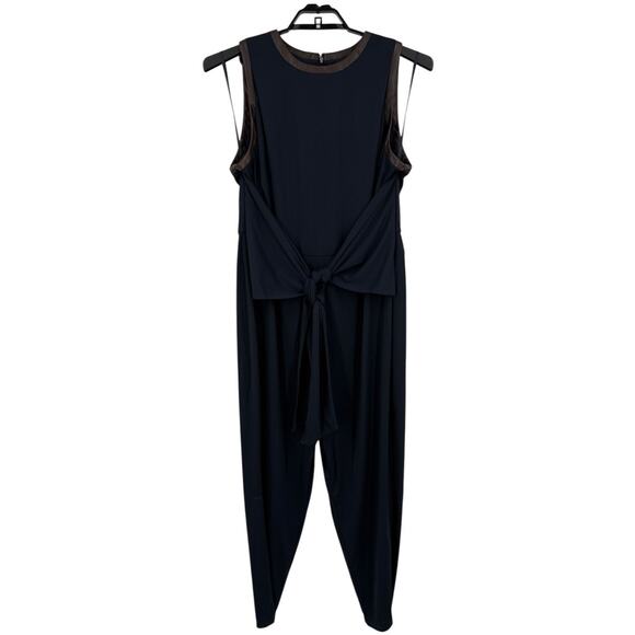 Lauren Ralph Lauren tie front jersey sleeveless jumpsuit blue size 2X - Picture 1 of 9